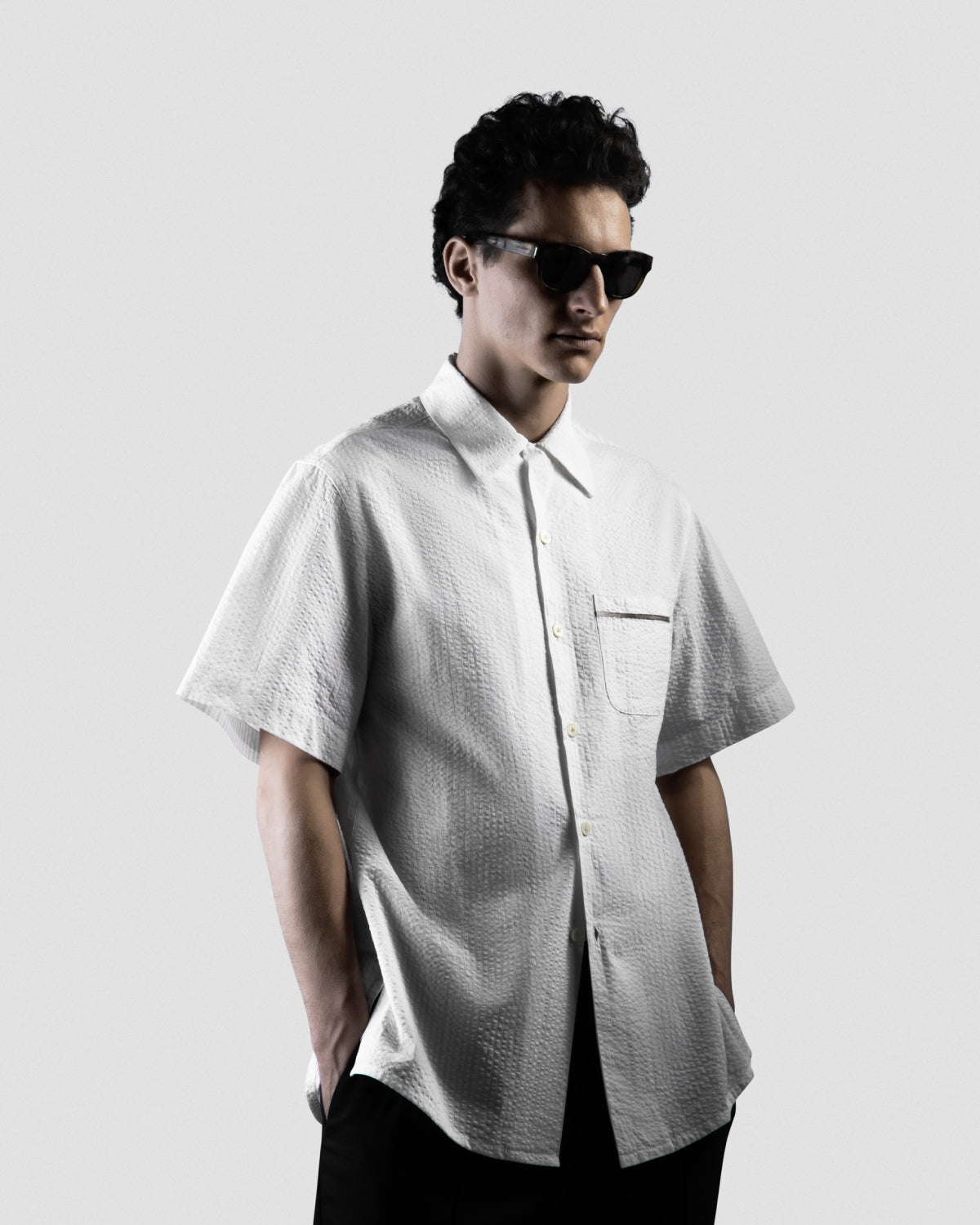 Sair Shirt - Blanc - Wave Texture