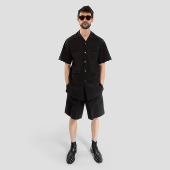 Riviera Shorts - Black - Wave Texture