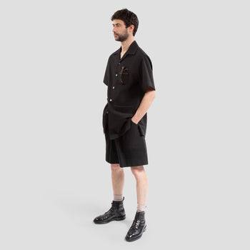 Riviera Shorts - Black - Wave Texture