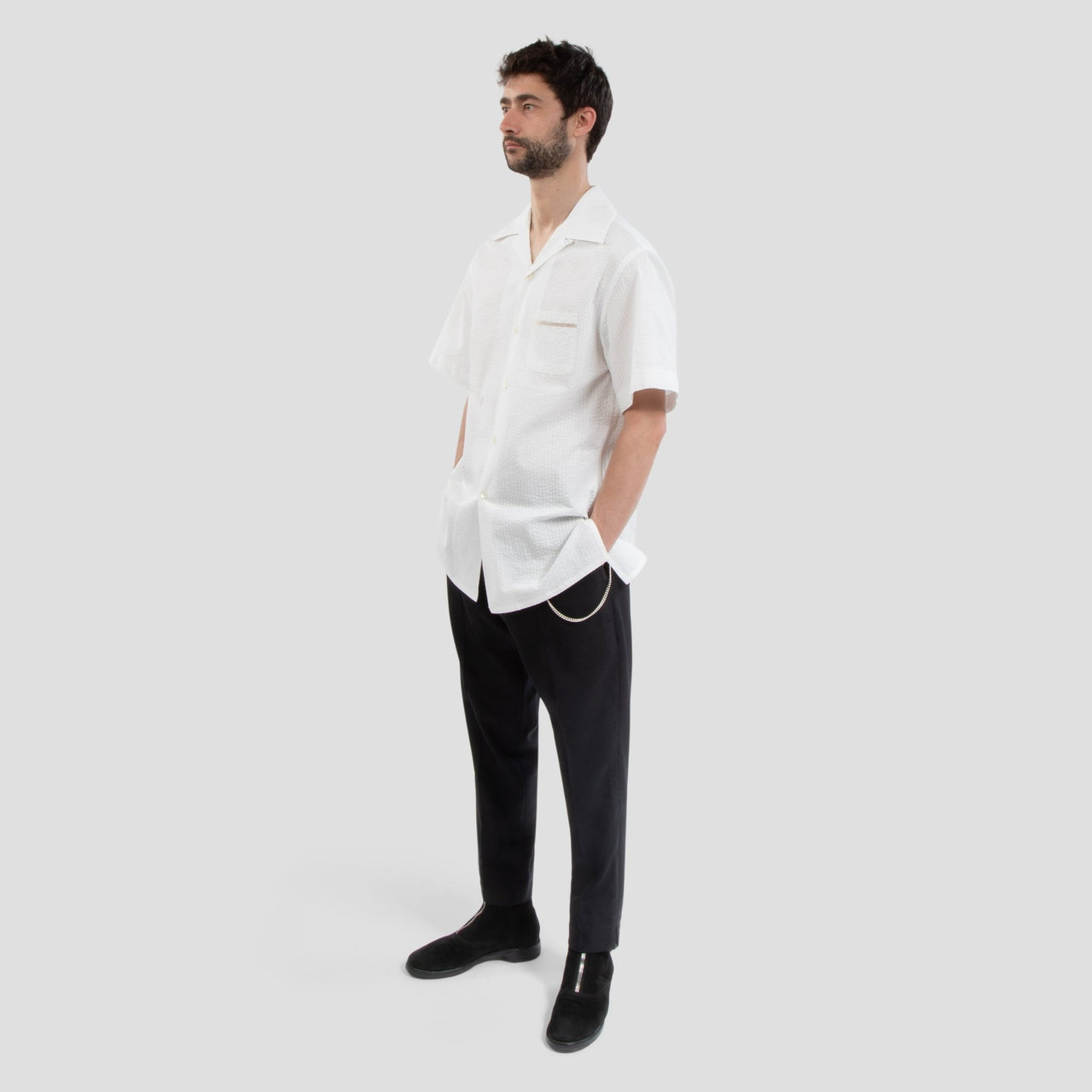 Sair Shirt - White - Wave Texture